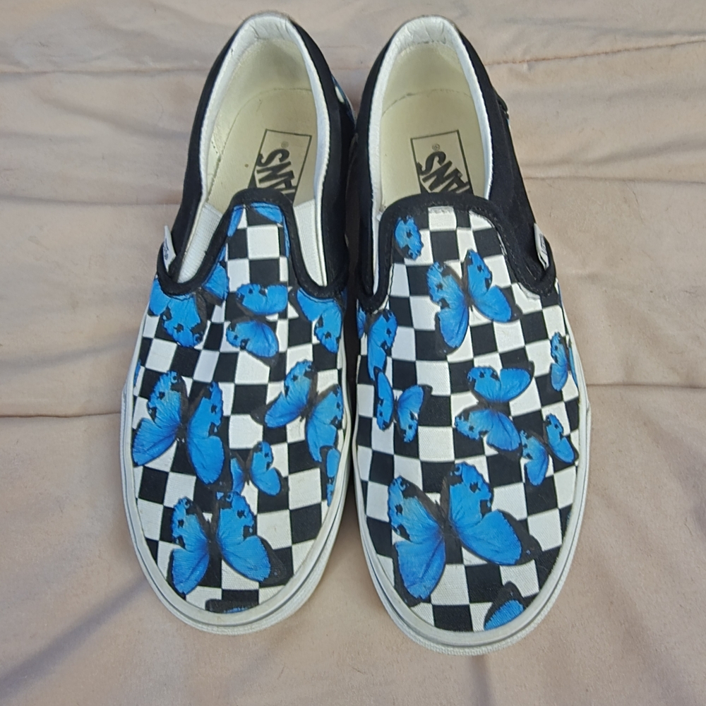 Vans Blue and Black Sneakers Slip-On Canvas